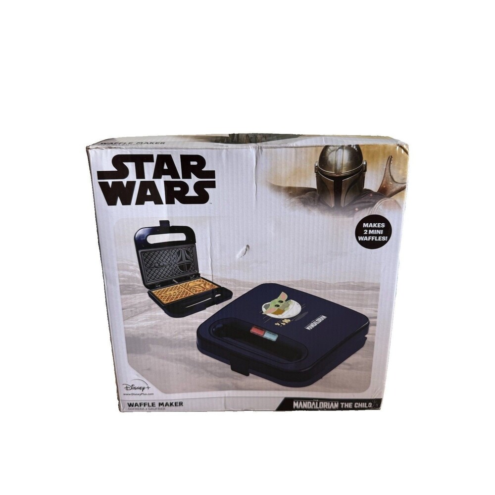 Uncanny Brands Mandalorian Waffle Maker Bounty Hunter & Baby Yoda Waffles 2 Mini